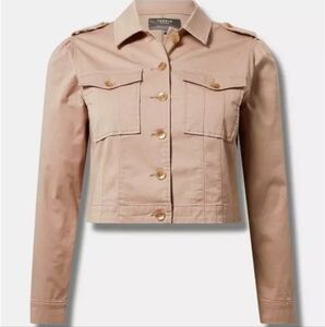 Torrid Cotton Cropped Jacket Chest Pockets size 18-20